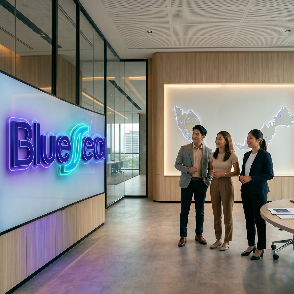 BlueSea team with customers
